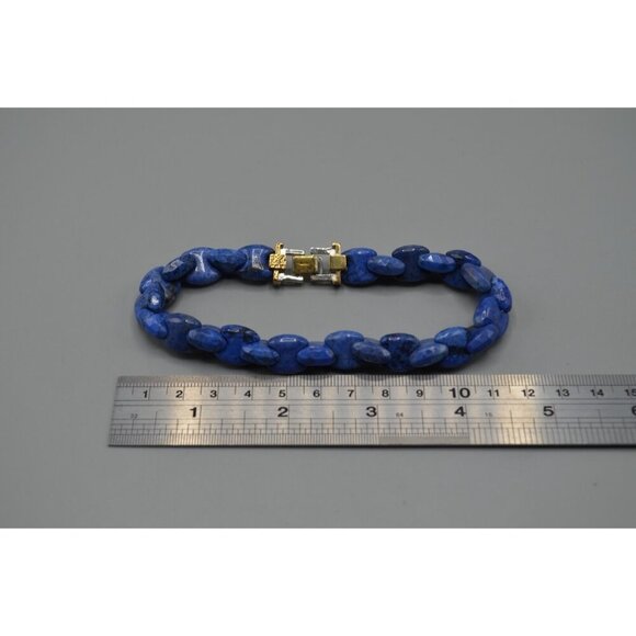 Gems En Vogue Dumortierite Interchange Bracelet Blue Stone Sterling Gold Plating - Picture 8 of 8